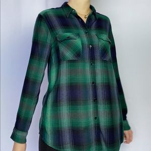 Urban Outfitters green & blue flannel shirt